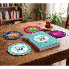 Nesnel Gift Oğlum ve Ben Aramızda Günlük ve 4'lü Bardak Altlığı Seti Uv Baskı 9 cm Mdf