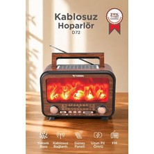 Marvielle Vintage Solar Panelli Bluetooth Hoparlör ile Açık Hava Müzik Keyfi - Nostaljik Radyo
