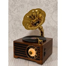 Marvielle Nostaljik Gramofon Tasarımlı Şarjlı Radyo ve Müzik Çalar - Nostaljik Radyo