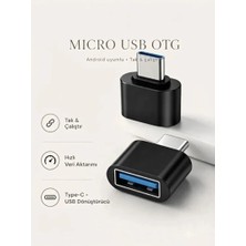 USB Dişi - Type-C Erkek Otg Çevirici Adaptör - Siyah Yeni Nesil Dönüştürücü