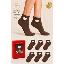 Ducks Socks Kadın Kalp Desenli Patik Çorap Kutulu Pamuklu 6'lı Dikişsiz Hediye Kutulu Çorap
