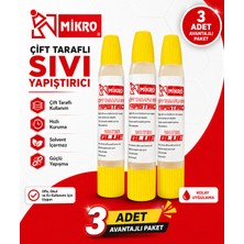 Danacı Kırtasiye Mikro Çift Taraflı Sıvı Yapıştırıcı 3 Adet Güçlü Yapışma Hızlı Kuruyan Kağıt Karton Ahşap Tutkalı