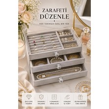 Marvielle Kadife Kaplı 3 Çekmeceli Takı Kutusu ile Saklama Keyfi - Makyaj & Takı Organizeri