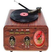 Marvielle Mini Ahşap Görünümlü Retro Radyo ve Bluetooth Hoparlör - Nostaljik Radyo