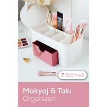 Marvielle Pembe Çekmeceli Makyaj ve Takı Organizeri, Masaüstü Düzenleyici - Makyaj & Takı Organizeri