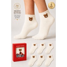 Ducks Socks Kadın Ayıcık Desenli Patik Çorap Kutulu Pamuklu 6'lı Dikişsiz Hediye Kutulu Çorap
