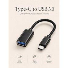 Type-C To USB 3.0 Dişi Otg Dönüştürücü Adaptör Kablosu Örgülü Siyah Telefon Tablet Bilgisayar Uyumlu Data Veri Aktarım Çevirici Flash Bellek Klavye Mouse Gamepad Kulaklık Yazıcı Bağlantı Aparatı