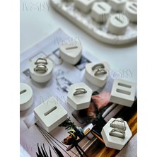 Marvielle El Yapımı Beton Yüzük Standı Seti, Minimalist ve Dekoratif Takı Organizer - Makyaj & Takı Organizeri