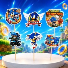 Fillikutum Mavi Hızlı Kahraman Sonic Temalı 6 Parça Kürdanlı Pasta Süsü Doğum Günü Cake Topper
