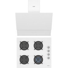 Simfer Qs Beyaz 2'li Cam Ankastre Set (3507 Ocak + 8704 Davlumbaz)