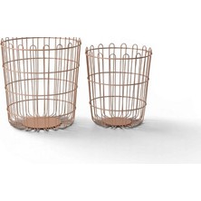 Marvielle Terracotta Renkli Metal Çift Seti, Şık ve Dayanıklı - Çamaşır Sepeti