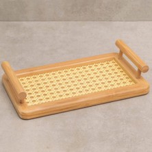 MİEN Mien Kulplu Hazeran Tepsi 28X16CM Açık Ahşap Rengi