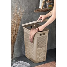 Marvielle 45 Litre Kapaklı Dekoratif Kirli - Estetik ve Geniş Hacim - Çamaşır Sepeti