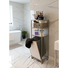 Marvielle 3 Raflı Metal Çamaşır Dolabı – Banyo ve Çamaşır Organizeri - Çamaşır Sepeti