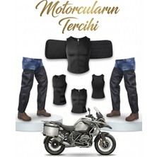Markaflex 2li Takım Motosiklet Termal Isı Ylıtımlı Motorcu Koruma Yeleği ve Motosiklet Koruyucu Dizlik Yağmurluk Pantolon Içlik