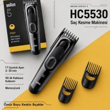 Braun Saç Kesme Makinesi Series 5, +3 Aksesuar, Ömür Boyu Keskin Bıçak, 17 Uzunluk, HC5530