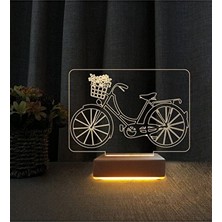 Marvielle 3D LED Masa Lambası, Sepetli Bisiklet Tasarımıyla Doğum Günü Hediyesi - Masa ve Gece Lambası