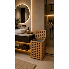 Marvielle Bambu Kapaklı Kirli , 40X40X60 Cm, Büyük ve Modern Tasarım - Çamaşır Sepeti