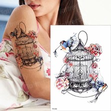 Gerçekci Kuşlar ve Yuvası Renkli  Bel Göbek Sırt Geçici Dövme Tattoo Yapıştırma