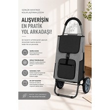 Marvielle Katlanabilir Sessiz Tekerlekli Pazar Arabası, Su Geçirmez Kumaş ve Fermuarl - Pazar Arabası & Çantası