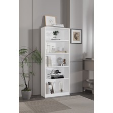 Awox Tera 5 Raflı Çok Amaçlı Kitaplık Modern Kitaplık Dekoratif Raf Ünitesi Çok Amaçlı Depolama Dolabı Ofis ve Salon Kitaplığı