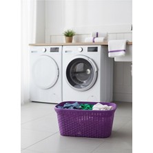 Marvielle Mor Hasır Desenli Plastik Çamaşır Selesi - 25X35X53CM Boyutlarında - Çamaşır Sepeti