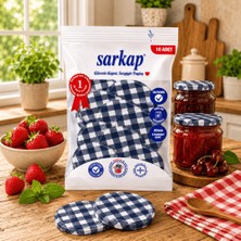 Sarkap Hijyenik Paketli 10 Adet Kavanoz Kapağı - Lacivert Kuşak Ekose - 82mm