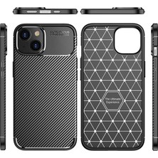 Lyon Tech Apple iPhone 14 Uyumlu Zore Negro Karbon Tasarımlı Kamera Korumalı Slim Silikon Kılıf