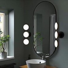 Marvielle Mat Siyah Ayna Detaylı Duvar Lambası - 20 cm LED Aydınlatma - Masa ve Gece Lambası
