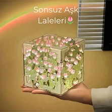 Marvielle Renkli Aynalı Sonsuz Laleli Küp Masa Lambası, Kendin Yap Tasarım - Masa ve Gece Lambası