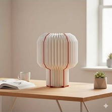 Marvielle Beyaz-Kırmızı 29.5 cm Masa Lambası, Modern ve Şık Tasarım - Masa ve Gece Lambası