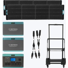 Antfea H2400 Pro Güç Kaynağı +2 Adet  BH2400 Yedek Batarya + 2 Adet 400W Taşınabilir  Paneli + Taşıma Römorku + Güneş Paneli Paralelleme Kablosu [ 2.4 Kw / 4.9 Kwh / 800 W ]