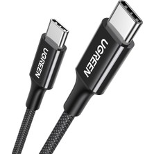 UGREEN USB-C 60W 3A QC PD Örgülü Hızlı Şarj Kablosu, 1 Metre, Siyah, 35254