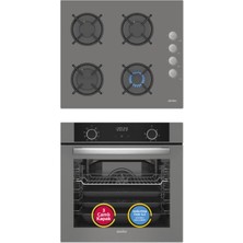 Simfer 0+9 Fonksiyon Airfry Gri 2'li Ankastre Set (8217 Fırın + 3538 Ocak)