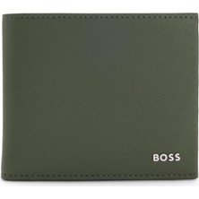 Boss Erkek Metalik Logo Detaylı Nakit Para Bölmeli Deri Haki Cüzdan 50568378-347