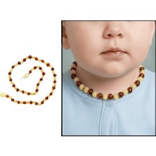 Gümüş Hediye Al Bal Beyaz Renkli Özel Seri Naturel Damla Kehribar Taşlı Bebek Diş Kolyesi