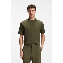 Boss Erkek Bisiklet Yaka Kısa Kol Günlük Haki T-Shirt 50565254-347