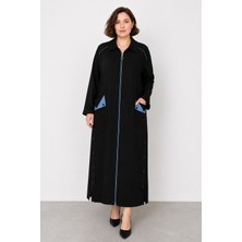 Bihan Store Kadın Polo Yaka Boydan Fermuarlı Uzun Kap Y-25-2526 - Siyah