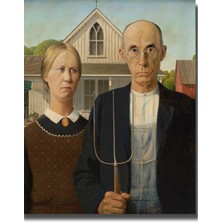 Rosaart Grant Wood American Gothic Posteri, Klasik Sanat Posteri, Çerçevesiz Vintage Poster