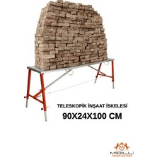Midilli Alüminyum Gövdeli Çelik Ayaklı Teleskopik Katlanır Inşaat Iskelesi - 400 kg Taşıma Kapasitesi 90X24X100CM