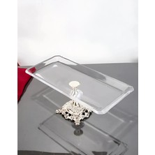 Assa Bazaar Nude Gümüş Detaylı Dikdörtgen Tepsi | 30X14X15 cm Servis ve Sunum Tepsisi