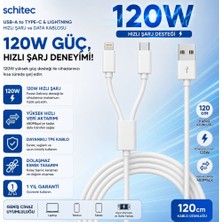 Schitec 2in1 5A 120W Usba To Type-C ve Lightning Hızlı Data ve Şarj Kablosu 120CM SX21C