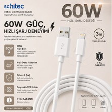 Winex SX233M 3A 45W Usba To Lightning 3metre Data ve Hızlı Şarj Kablosu Beyaz