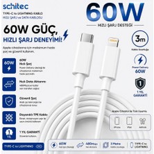Winex SX253M 3A 45W Type-C To Lightning 3metre Data ve Hızlı Şarj Kablosu Beyaz