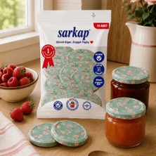 Sarkap Hijyenik Paketli 10 Adet Kavanoz Kapağı – Yeşil Çiçekli Desen - 82MM