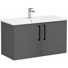VitrA Root Flat 100 cm 2 Kapaklı Banyo Dolabı Rafsız Antrasit 72168