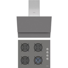 Simfer Qs Gri 2'li Cam Ankastre Set (3538 Ocak + 8736 Davlumbaz)