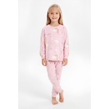 Modanino %100 Pamuk ve Baskılı Kız Çocuk Pijama Takımı 3-8 Yaş 12740IS