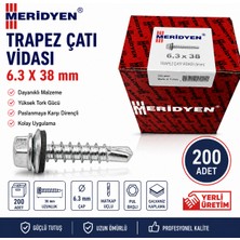 Meridyen Trapez Çatı Vidası 6.3 x 38 mm 200 Adet