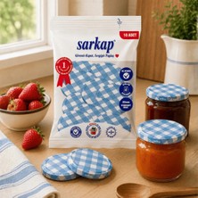 Sarkap Mat Mavi Ekose 82 mm Kavanoz Kapağı - Hijyenik Paketli 10 Adet, Modern Tasarım ile Güvenli Kullanım